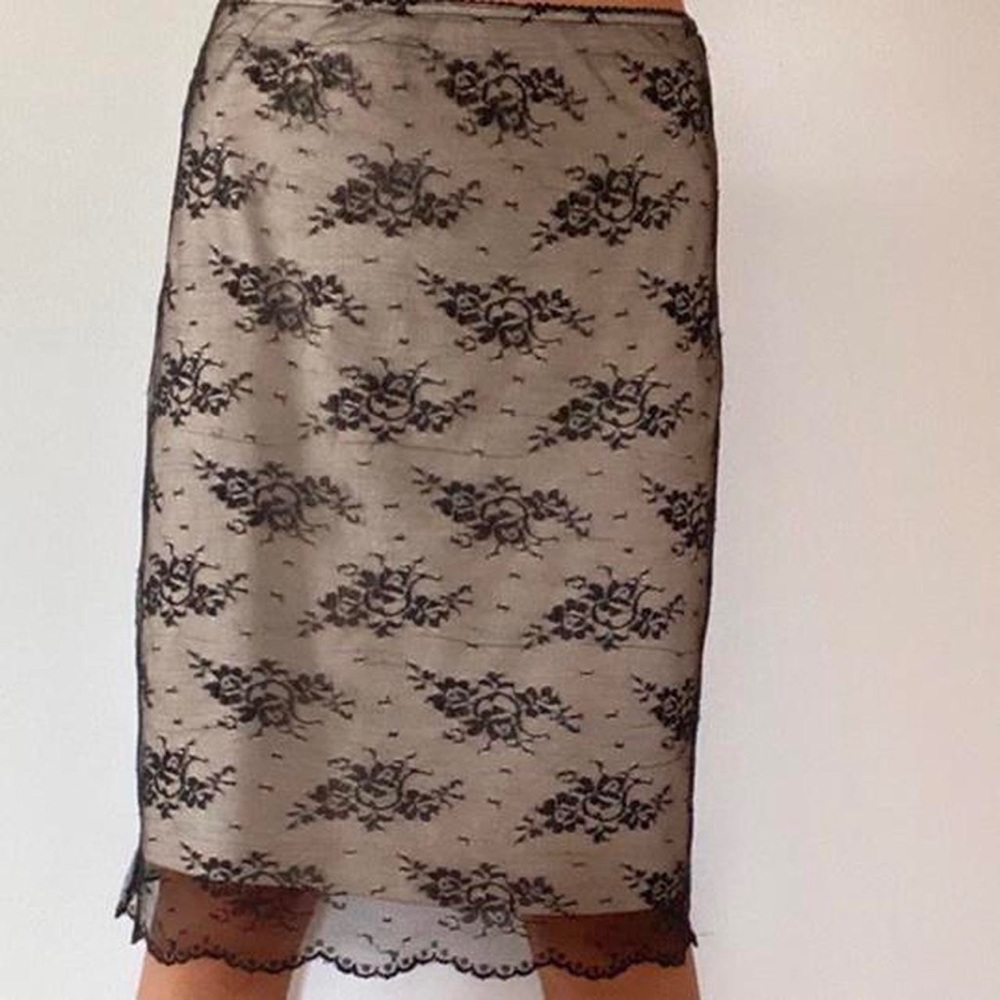 90’s floral mesh overlay midi skirt!